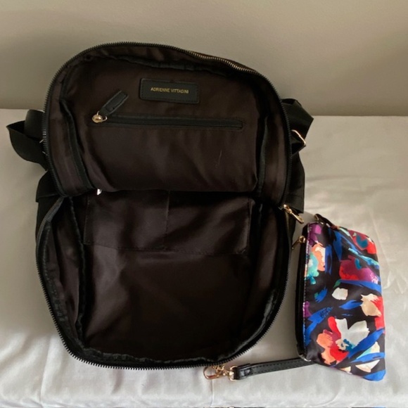 Adrienne Vittadini Black Backpack with Floral Design and Stylish Pattern - Picture 5 of 8